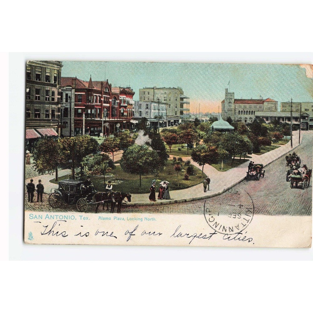Vintage San Antonio Texas Alamo Plaza Raphael Tuck Postcard 1907 Horse Carriage